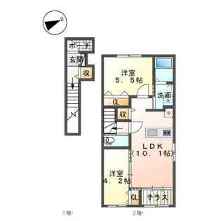 サンテラス【201号室】の間取り