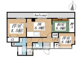 プレアール割子川【4階】の間取り