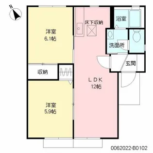 アンジェリカ B棟【102号室】の間取り