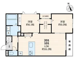 メゾンルボア大里【101号室号室】の間取り
