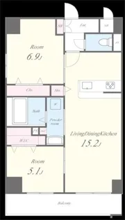 グランシャルール京町【0201号室】の間取り