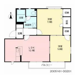 オー・ボアパティールⅡ D棟【2階】の間取り