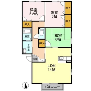 レシェンテ徳力 A棟【1階】の間取り
