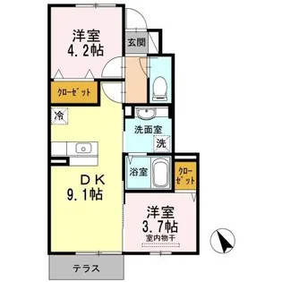 グランドヒルズA【1階】の間取り