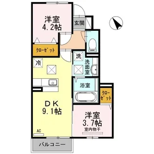 グランドヒルズA【1階】の間取り