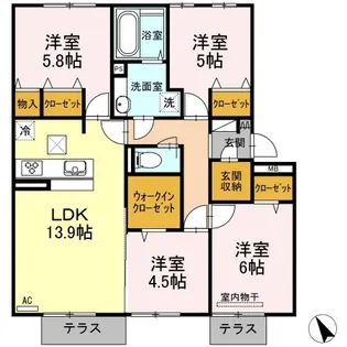 ドリームテュア/クレールシャト ドリームテュア【3階】の間取り