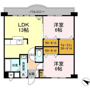 クレール長尾Ⅱ【6階】の間取り