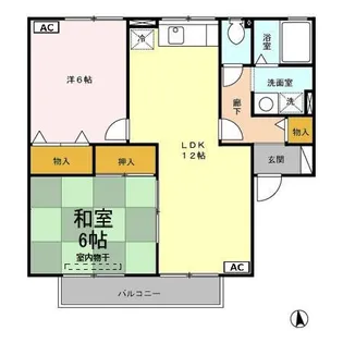 セジュールやつえ B棟【1階】の間取り