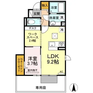 ヴィルヌーブ相坂 B棟【1階】の間取り