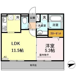 ラウンドシティ足原【1階】の間取り