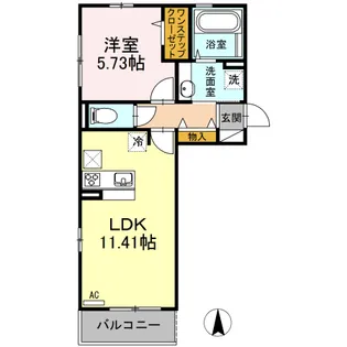 ラウンドシティ足原【1階】の間取り