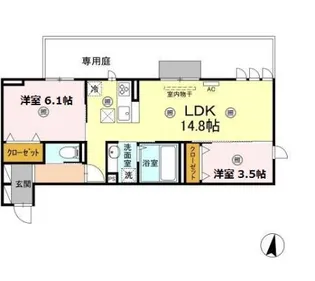 フース ヒュッゲ行橋 A棟【1階】の間取り