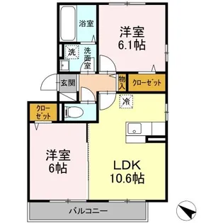 ベル フルール 割子川【2階】の間取り