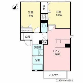 ヴィラシャーメゾン行橋セコンド【2階】の間取り