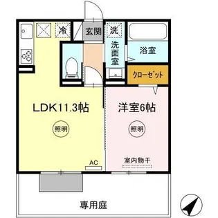 プリメーラ藤原【1階】の間取り