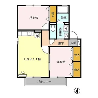サニーフラット若園 D棟【2階】の間取り