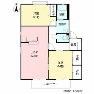ユニゾン上富野 B棟【2階】の間取り