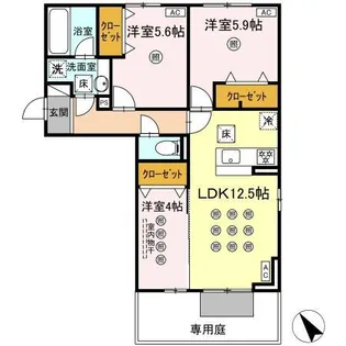 アークパルシモン【1階】の間取り