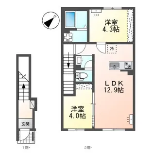 南区下石田2丁目アパート B棟【202号室】の間取り