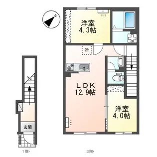 南区下石田2丁目アパート B棟【206号室】の間取り