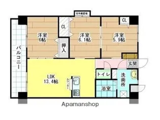 フローラ菜園場【7階】の間取り