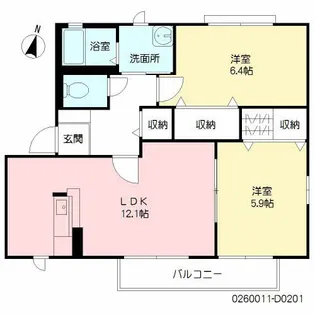咲ら小路Ⅱ D棟【2階】の間取り