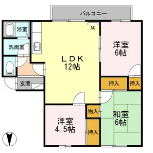 リゾット花房B棟【2階】の間取り