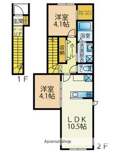 SUN VIA下到津【204号室】の間取り