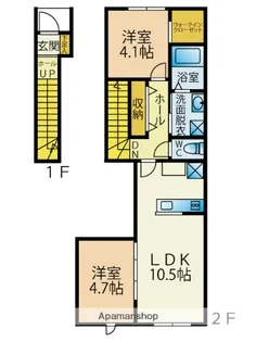 SUN VIA下到津【203号室】の間取り