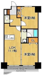 ニューシティアパートメンツ南小倉Ⅱ【107号室】の間取り