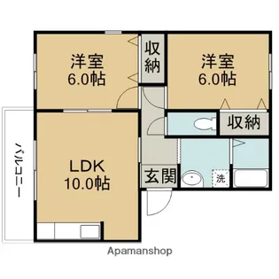 ジュネスコート白岳【205号室】の間取り