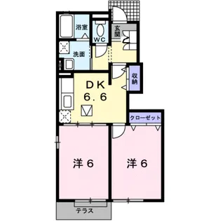 シャン・ド・フルール京仙C【1階】の間取り
