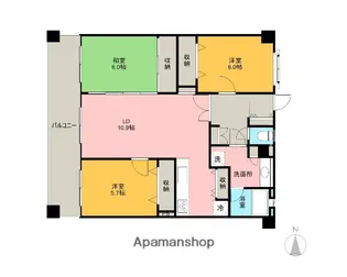 グランデュア島瀬公園【402号室】の間取り