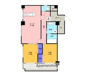 クレフォート常盤【601号室】の間取り