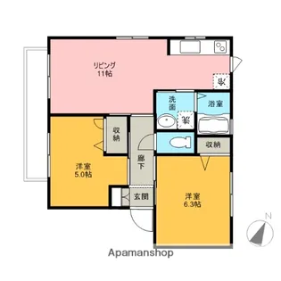 デ・フォレスト【202号室】の間取り