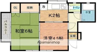 カトレアハイツ【201号室】の間取り