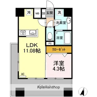 フェリーチェ梅香崎【7階】の間取り