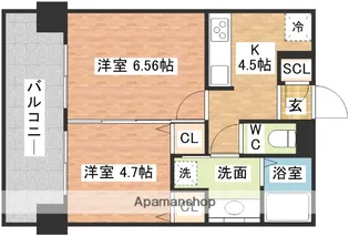 フェリーチェ梅香崎【4階】の間取り