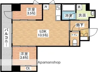 トラッド中央橋Ⅱ【603号室】の間取り