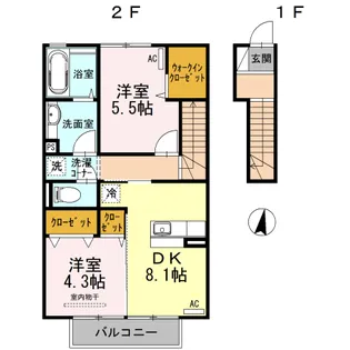 リッチロータス壱番館【2階】の間取り