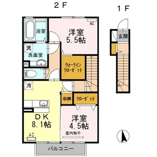 メルベーユ大和【2階】の間取り