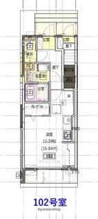 ゴールデンハイツ黒髪Ⅱ【102号室】の間取り