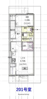 ゴールデンハイツ黒髪Ⅱ【201号室】の間取り