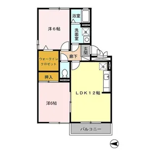 2LDKの間取り画像