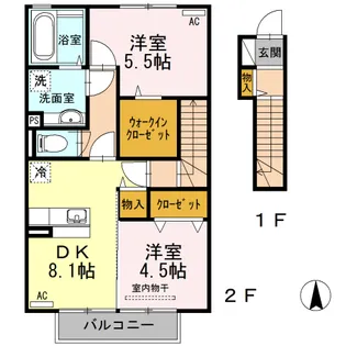 リッチロータス弐番館【2階】の間取り