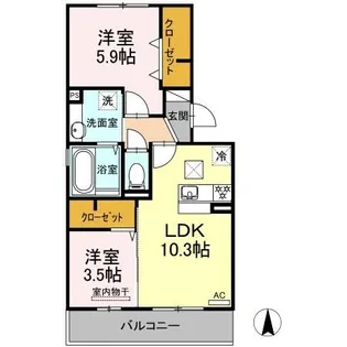 メルベーユⅡ【1階】の間取り
