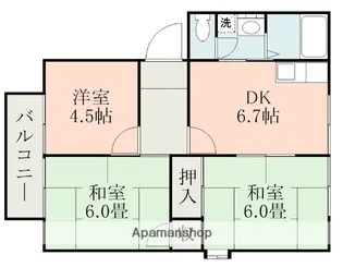 フローラル田迎【1階】の間取り