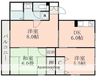 ウイングⅡ【202号室】の間取り