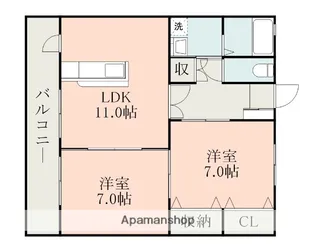 コートプレイス龍田Ⅱ【2階】の間取り