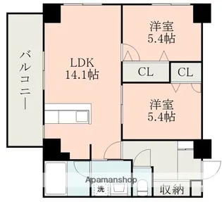 コネクト新水前寺【8階】の間取り